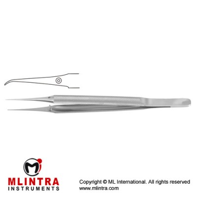 Micro Suturing Forceps Curved - With Platform Stainless Steel, 12 cm - 4 3/4" Tip Size 0.3 mm